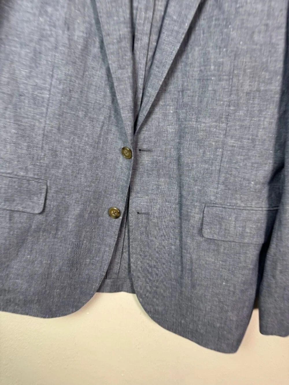 J.Crew Ludlow Blazer Blue Men 42R Cotton Linen Unlined Lightweight Unstructured